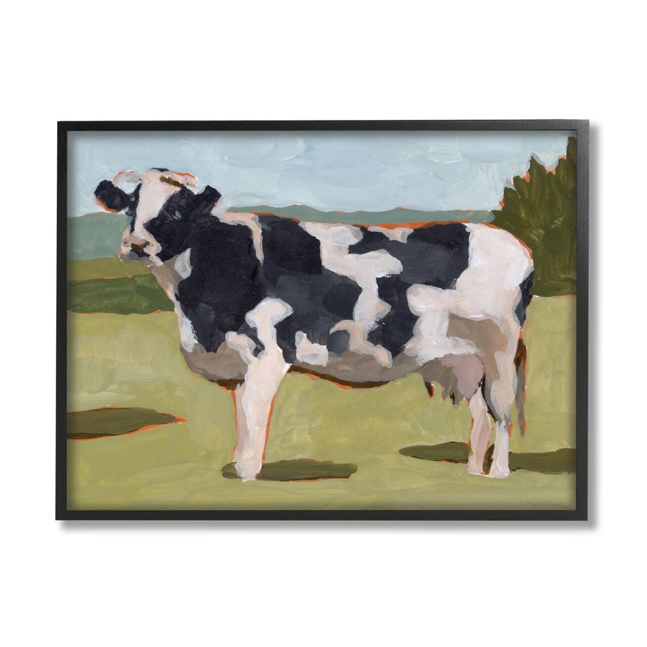 Stupell Industries Dairy Farm Cow Grazing Country Cattle Traditional Painting Framed Wall Art
